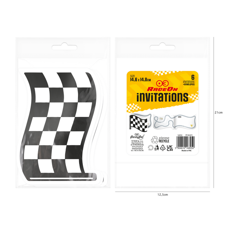 Zaproszenie na imprezę Wyścigówki 6 szt. zestaw