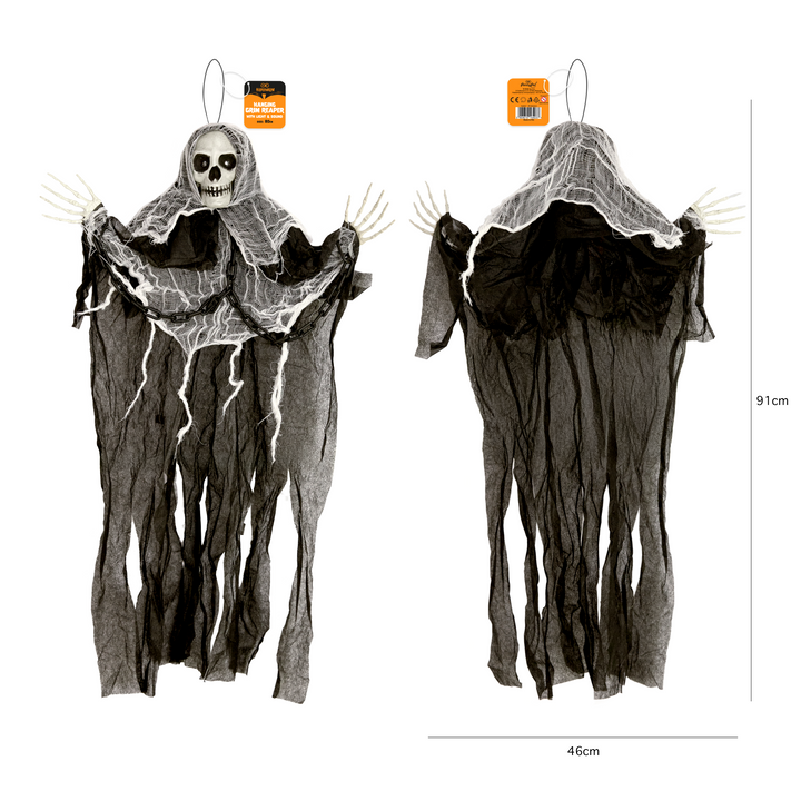 Dekoracja Halloween wiszący Kościotrup świecące oczy z dźwiękiem