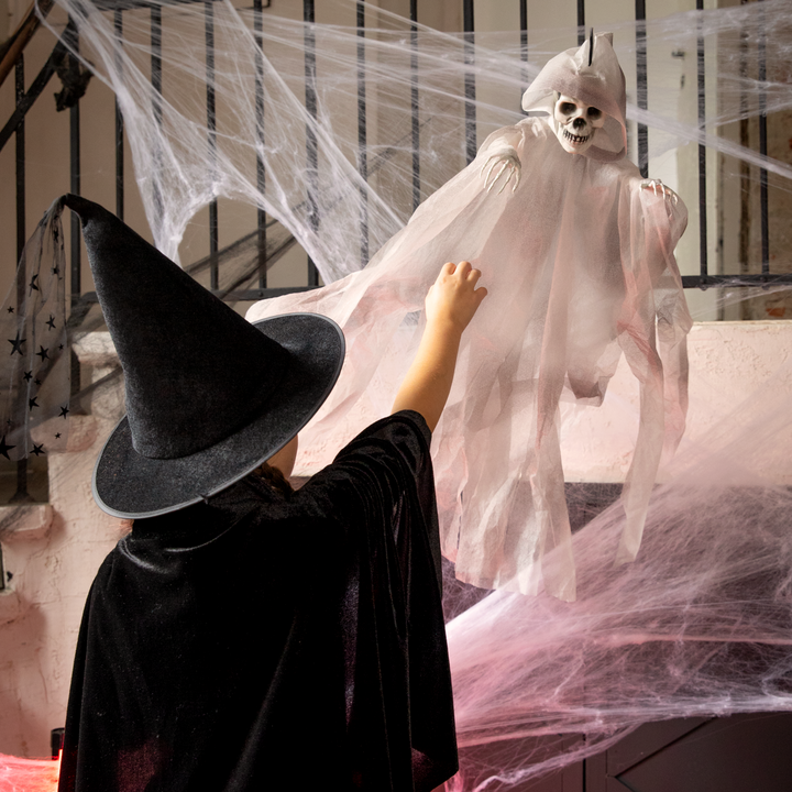 Dekoracja Halloween wiszący Duch Szkielet szary