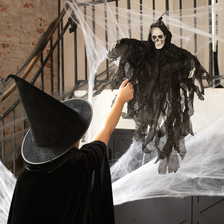 Dekoracja Halloween wiszący Duch Szkielet czarny