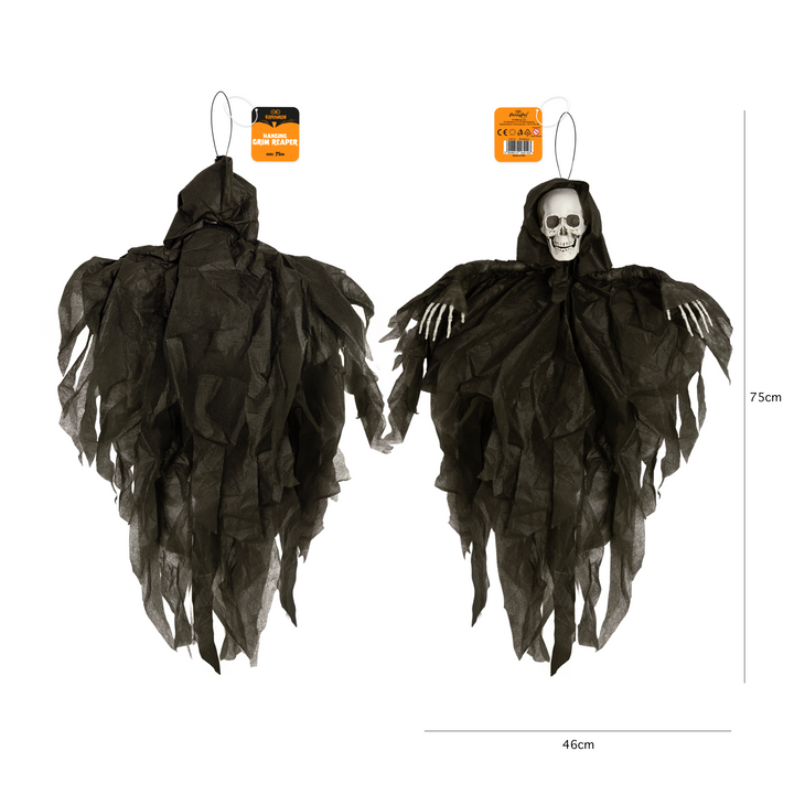 Dekoracja Halloween wiszący Duch Szkielet czarny