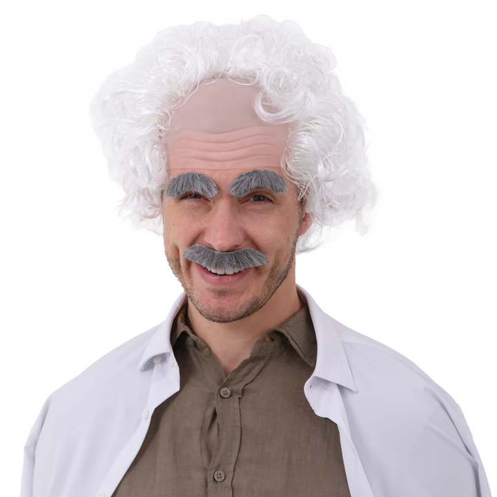 Peruka imprezowa włosy kręcone białe z łysiną