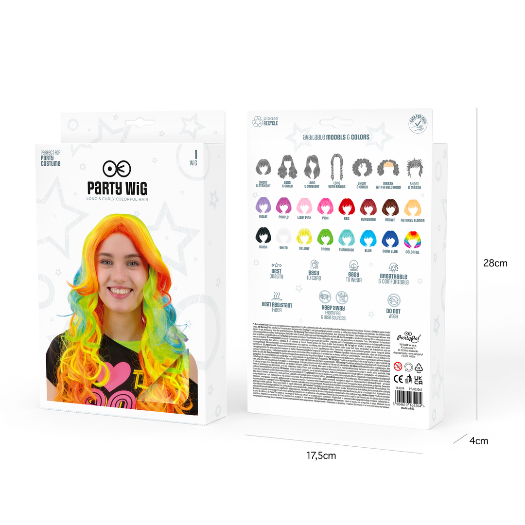 Peruka imprezowa włosy długie kręcone kolorowe