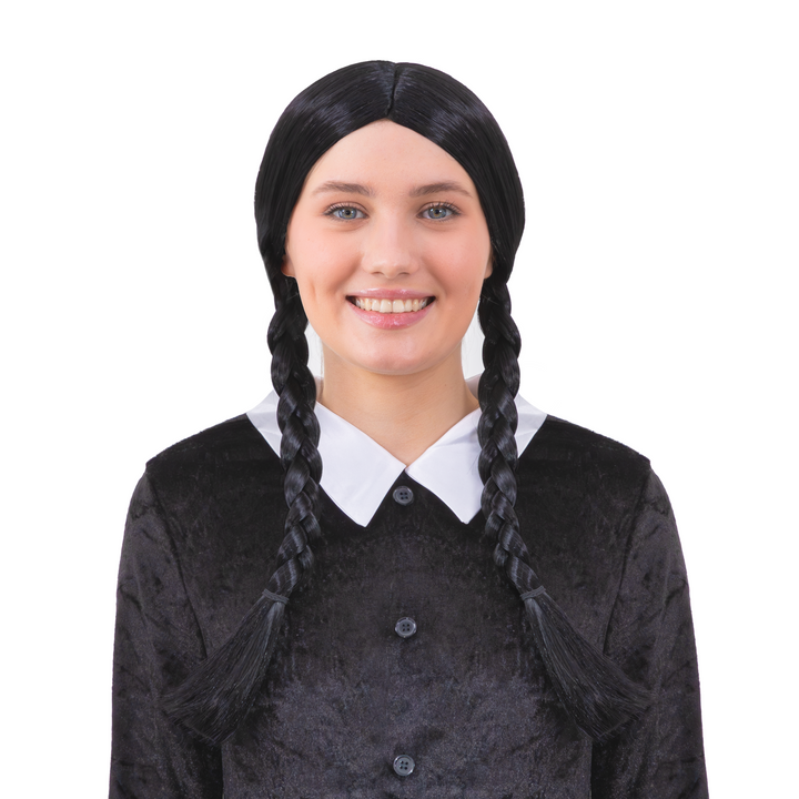 Peruka imprezowa włosy długie warkocze czarne