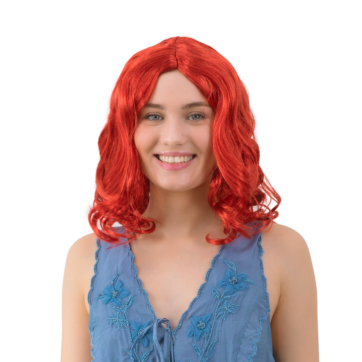 Peruka imprezowa włosy średniej długości kręcone czerwone