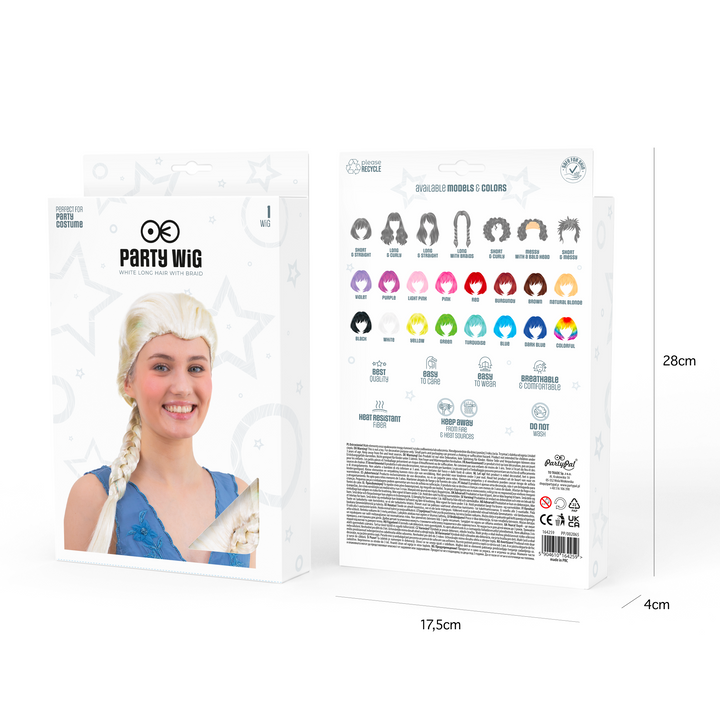 Peruka imprezowa długi warkocz jasny blond z refleksami