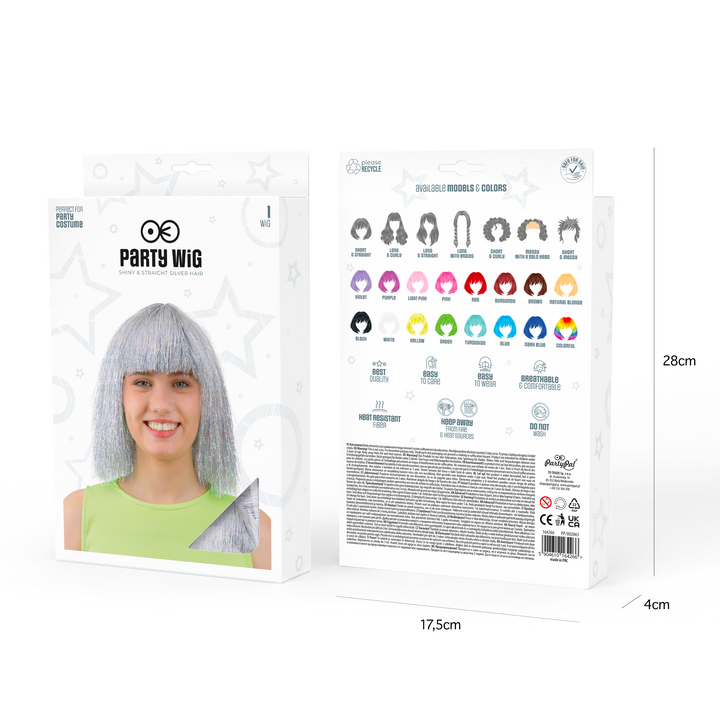 Peruka imprezowa włosy krótkie srebrne