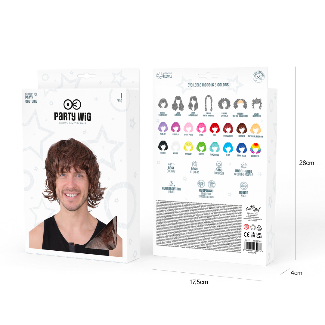 Peruka imprezowa włosy krótkie falowane brązowe