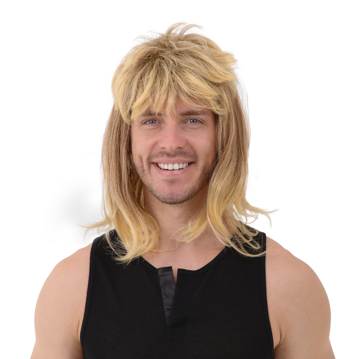 Peruka imprezowa włosy średniej długości z grzywką blond