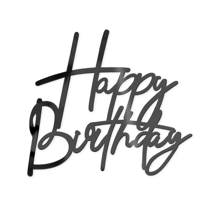 Topper na bok tortu Happy Birthday czarny DIY 1 szt.