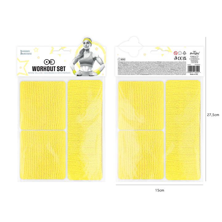 Opaski sportowe i przeciwpotne neonowe żółte - zestaw