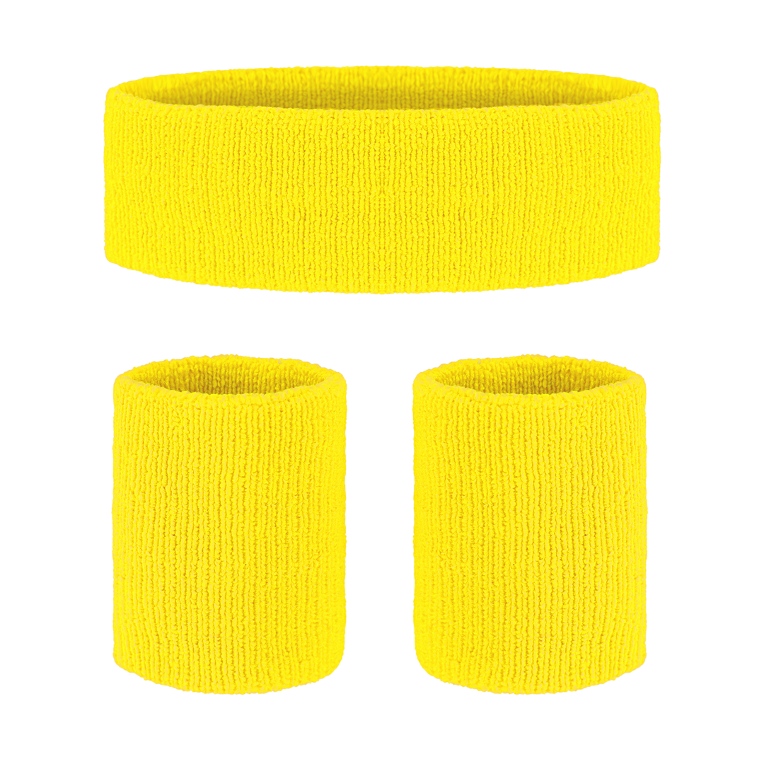 Opaski sportowe i przeciwpotne neonowe żółte - zestaw