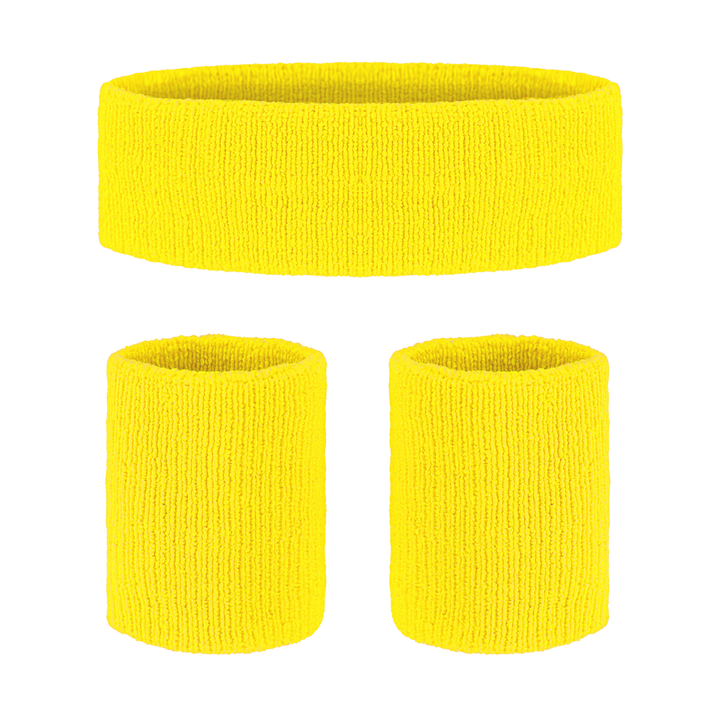 Opaski sportowe i przeciwpotne neonowe żółte - zestaw