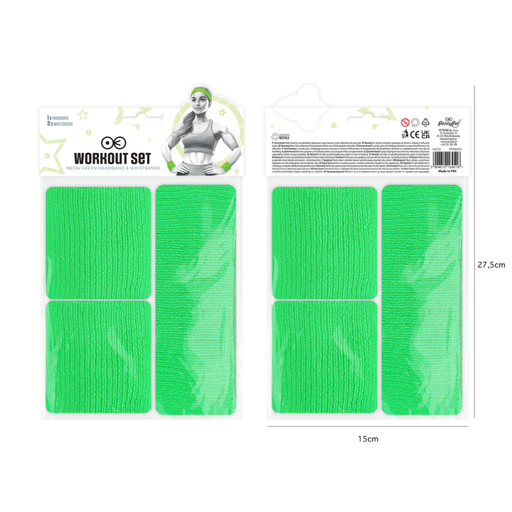 Opaski sportowe i przeciwpotne neonowe zielone - zestaw