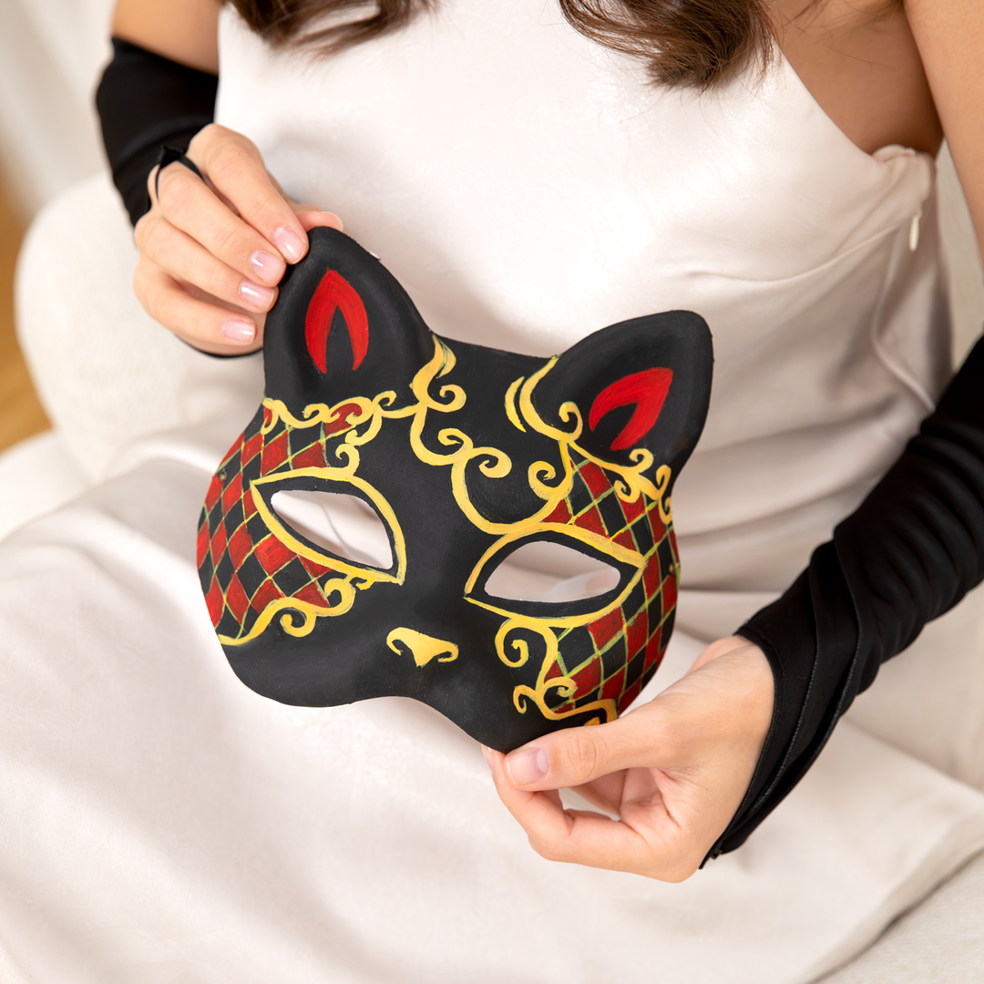 Maska Kot papierowa biała DIY