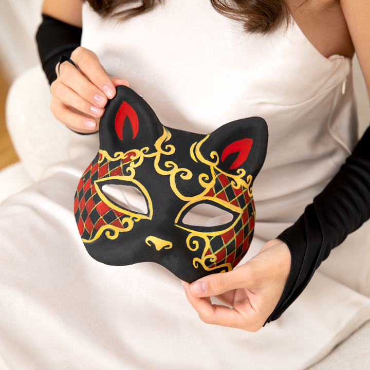 Maska Kot papierowa biała DIY