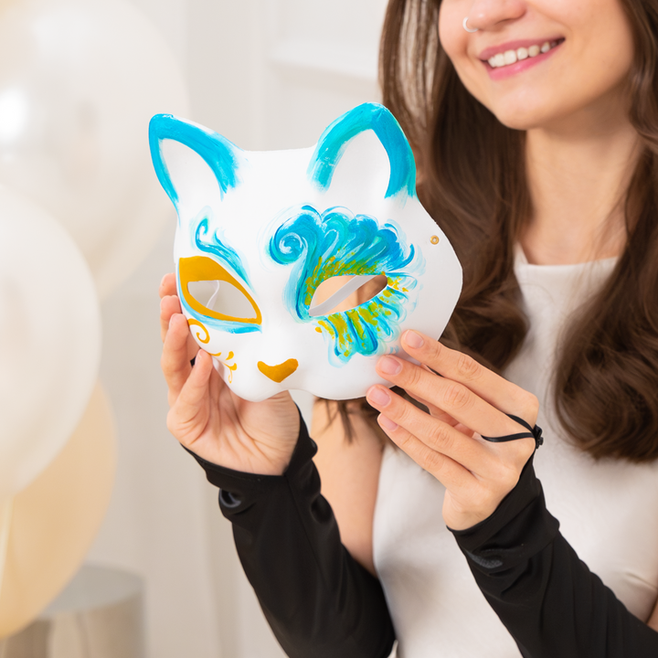 Maska Kot papierowa biała DIY