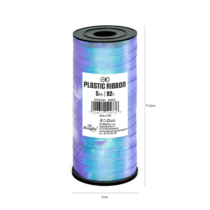 Opalfarbene blaue Kunststoffband, 92 m