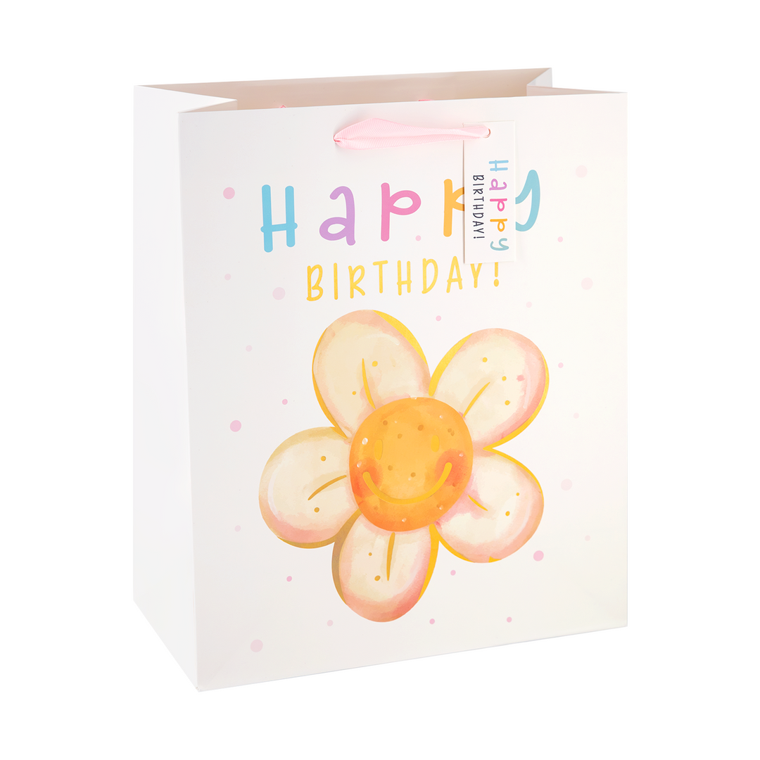 Torebki na prezenty Happy Birthday białe duże