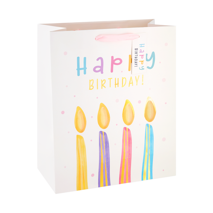 Torebki na prezenty Happy Birthday białe średnie