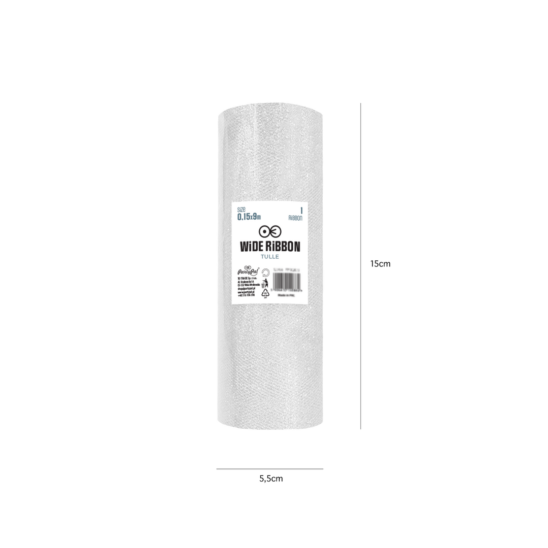 Tiul brokatowy srebrny 0,15x9m