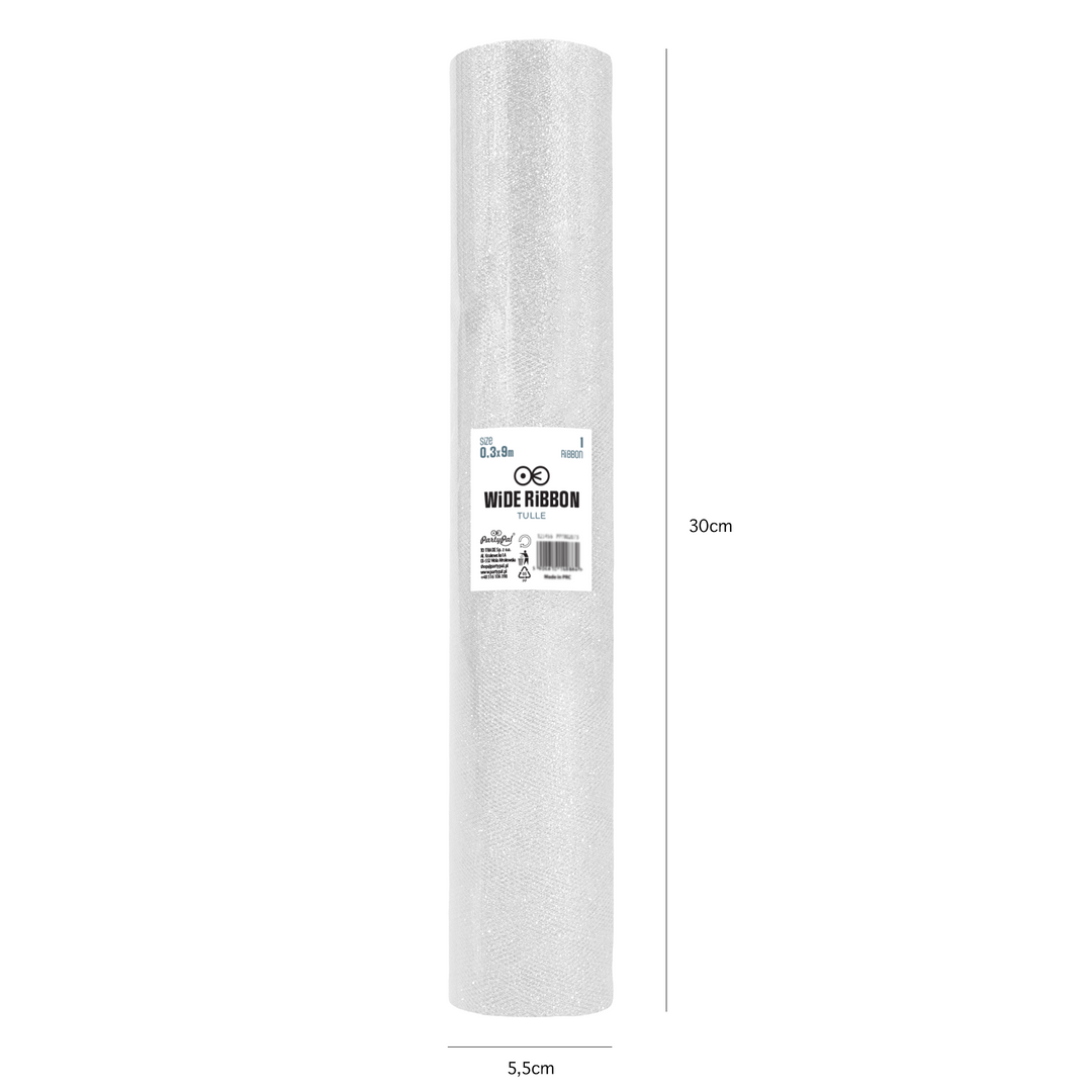 Tiul brokatowy srebrny 0,3x9m