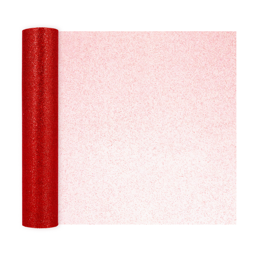 Tiul brokatowy czerwony 0,3x9m