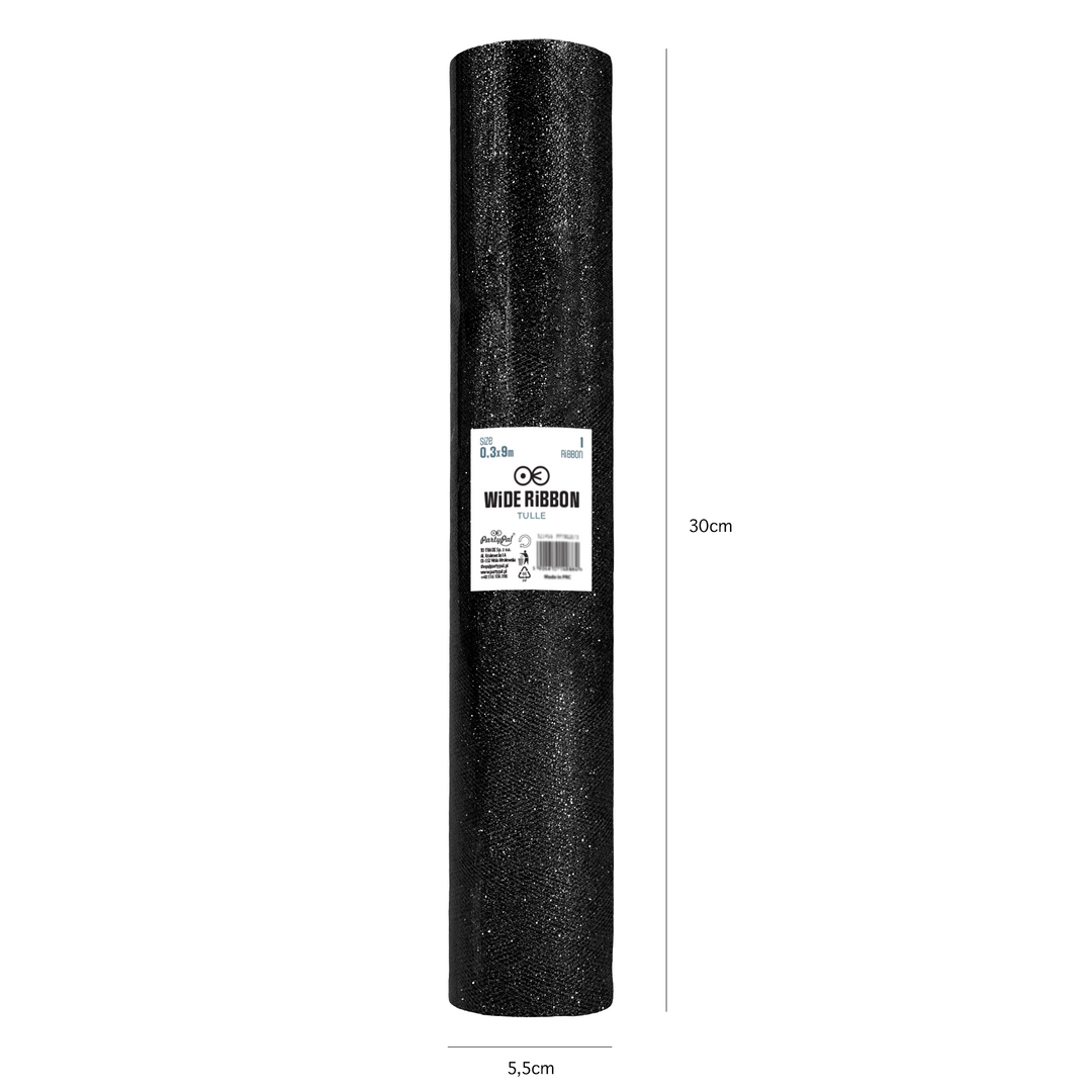 Tiul brokatowy czarny 0,3x9m