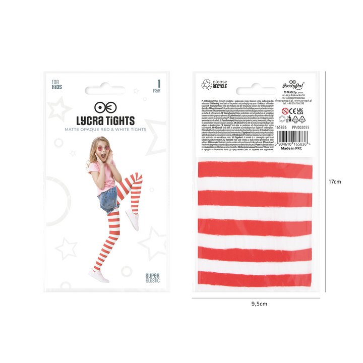 Rajstopy dziecięce w paski biało czerwone