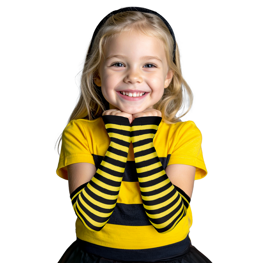 Rękawiczki bez palców w paski żółto czarne