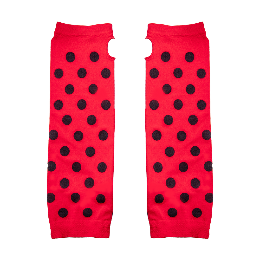 Rękawiczki bez palców czerwone w czarne kropki