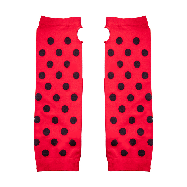 Rękawiczki bez palców czerwone w czarne kropki