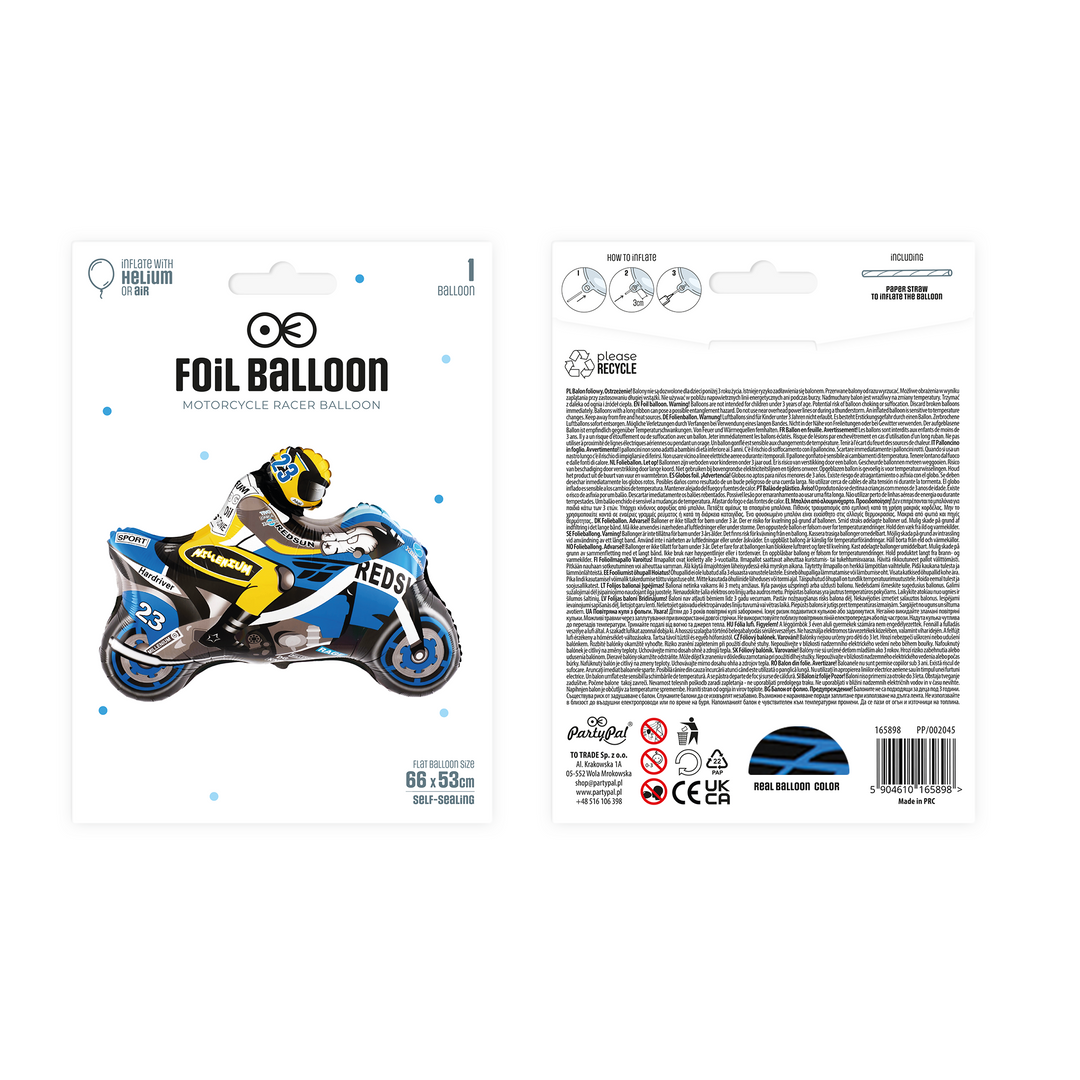 Balon foliowy Motocykl niebieski 66x53 cm