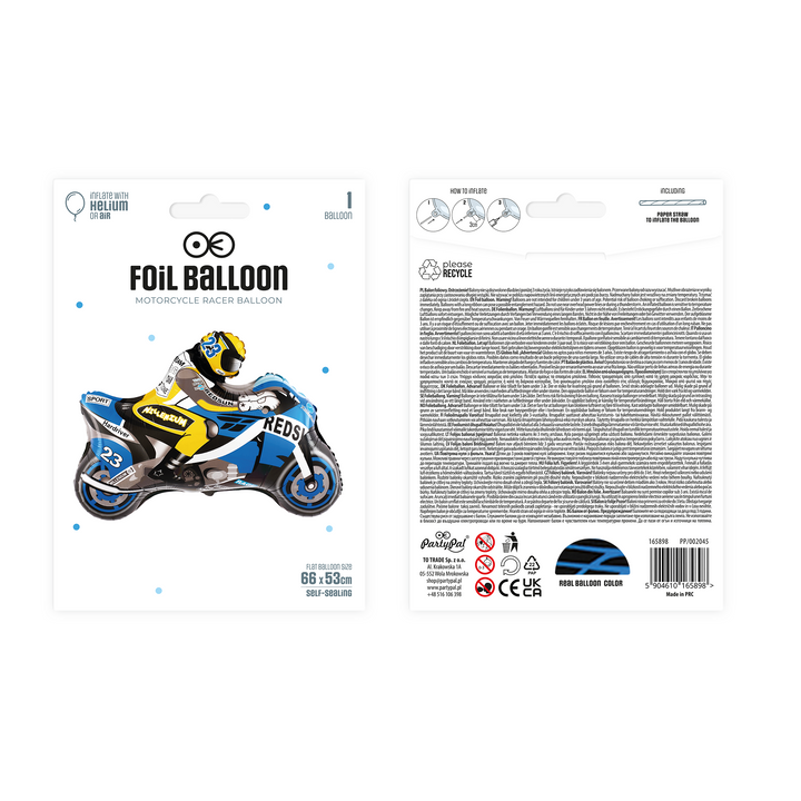 Balon foliowy Motocykl niebieski 66x53 cm