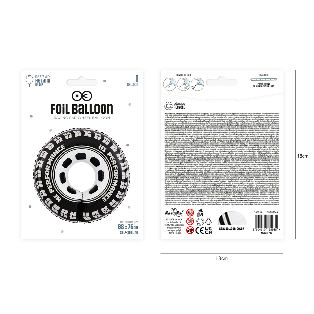 Balon foliowy Racing Car Koło 68x75 cm