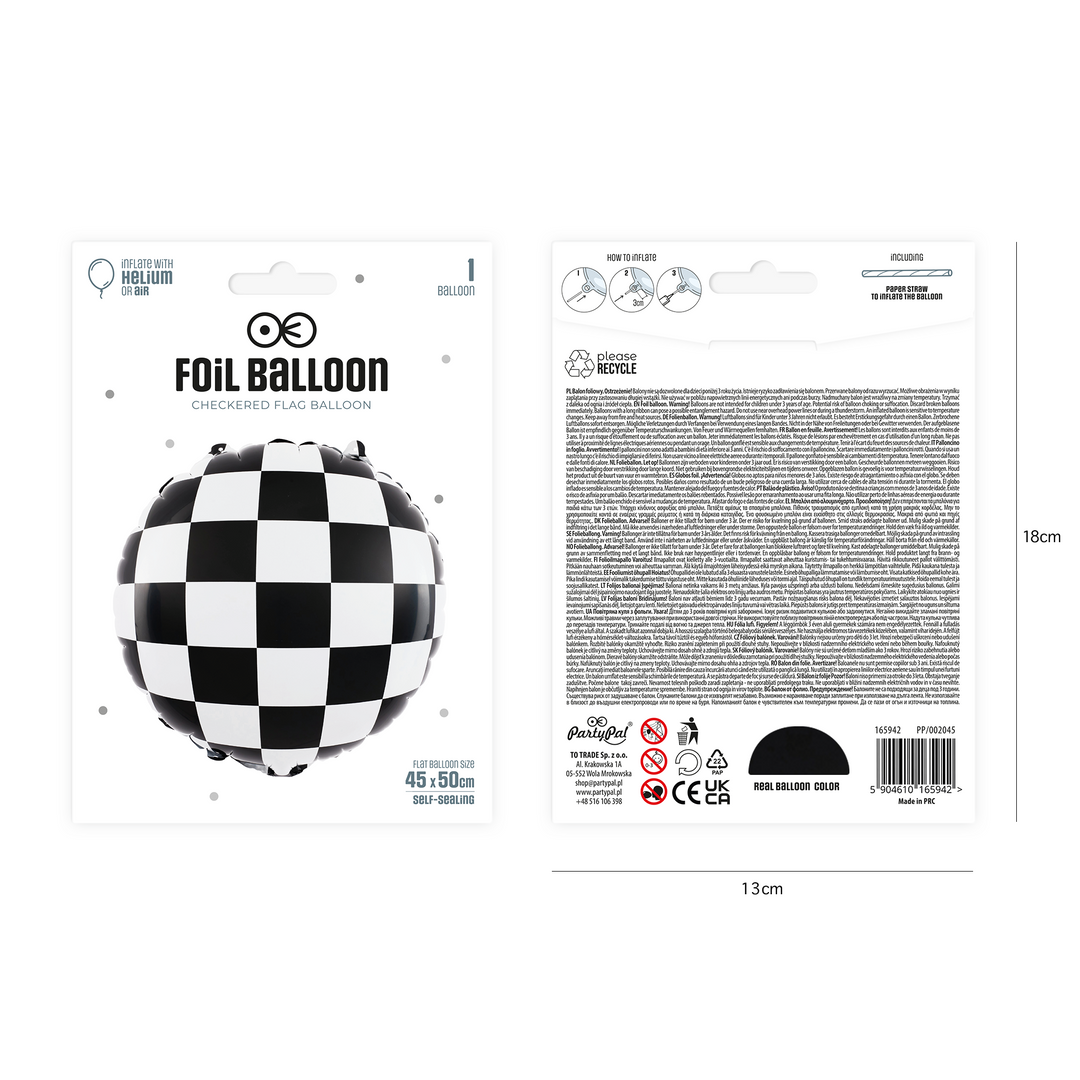 Balon foliowy Racing Car Flaga w szachownicę