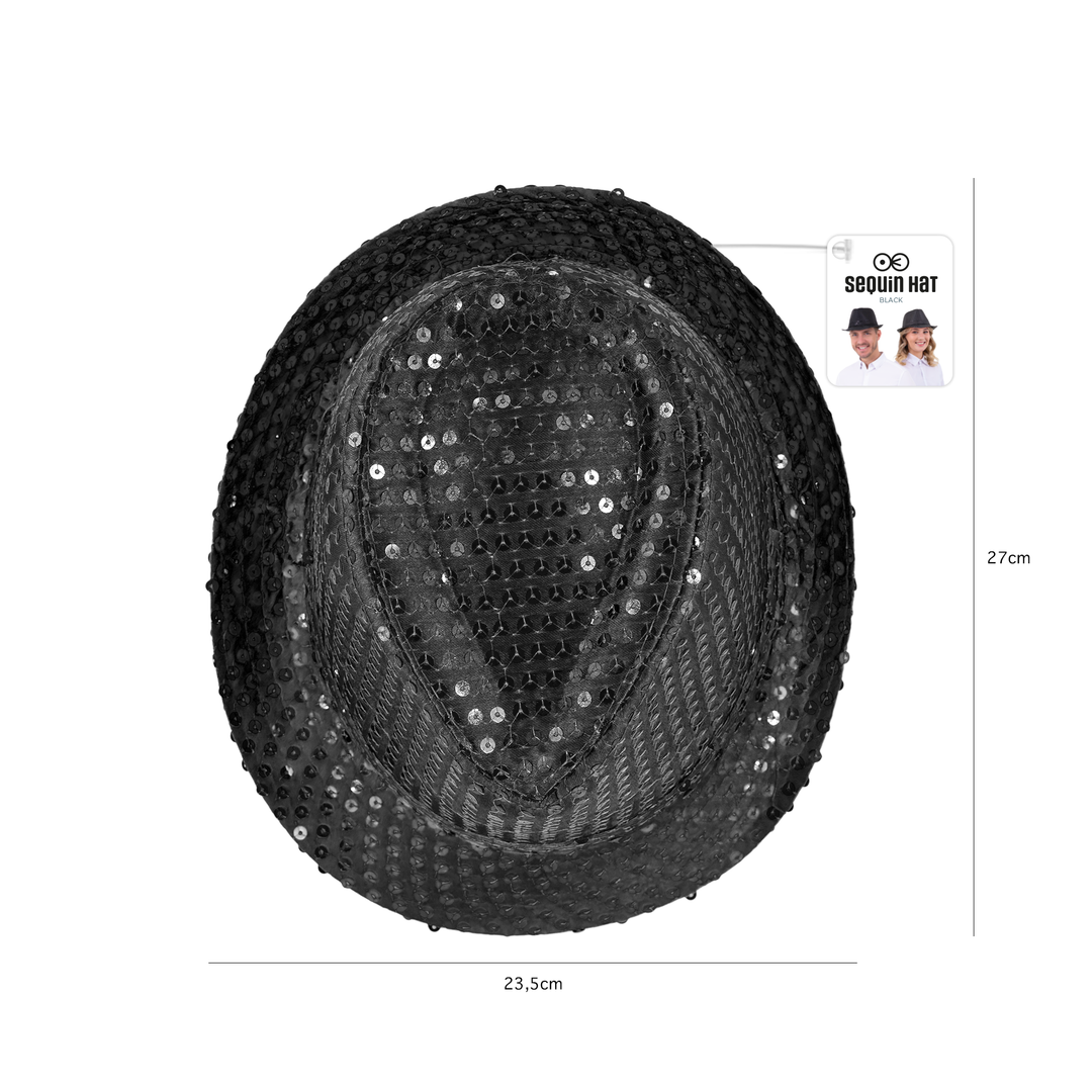 Kapelusz cekinowy czarny