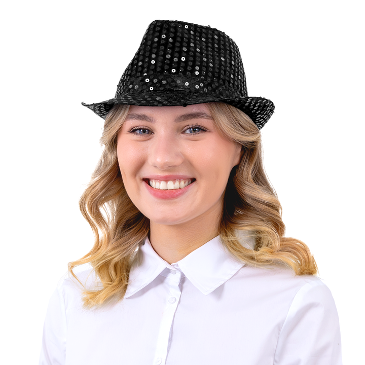 Kapelusz cekinowy czarny