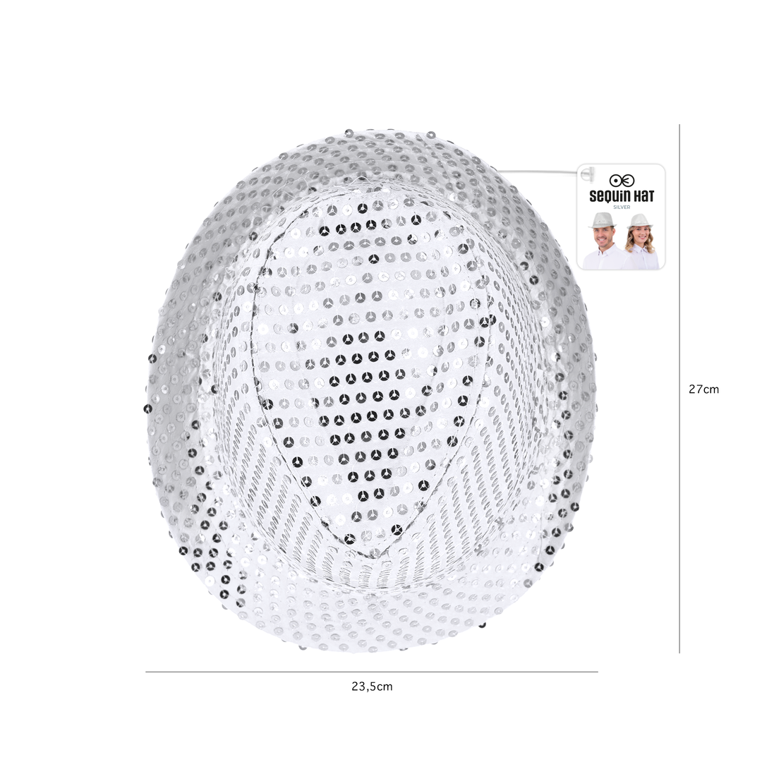 Kapelusz cekinowy srebrny