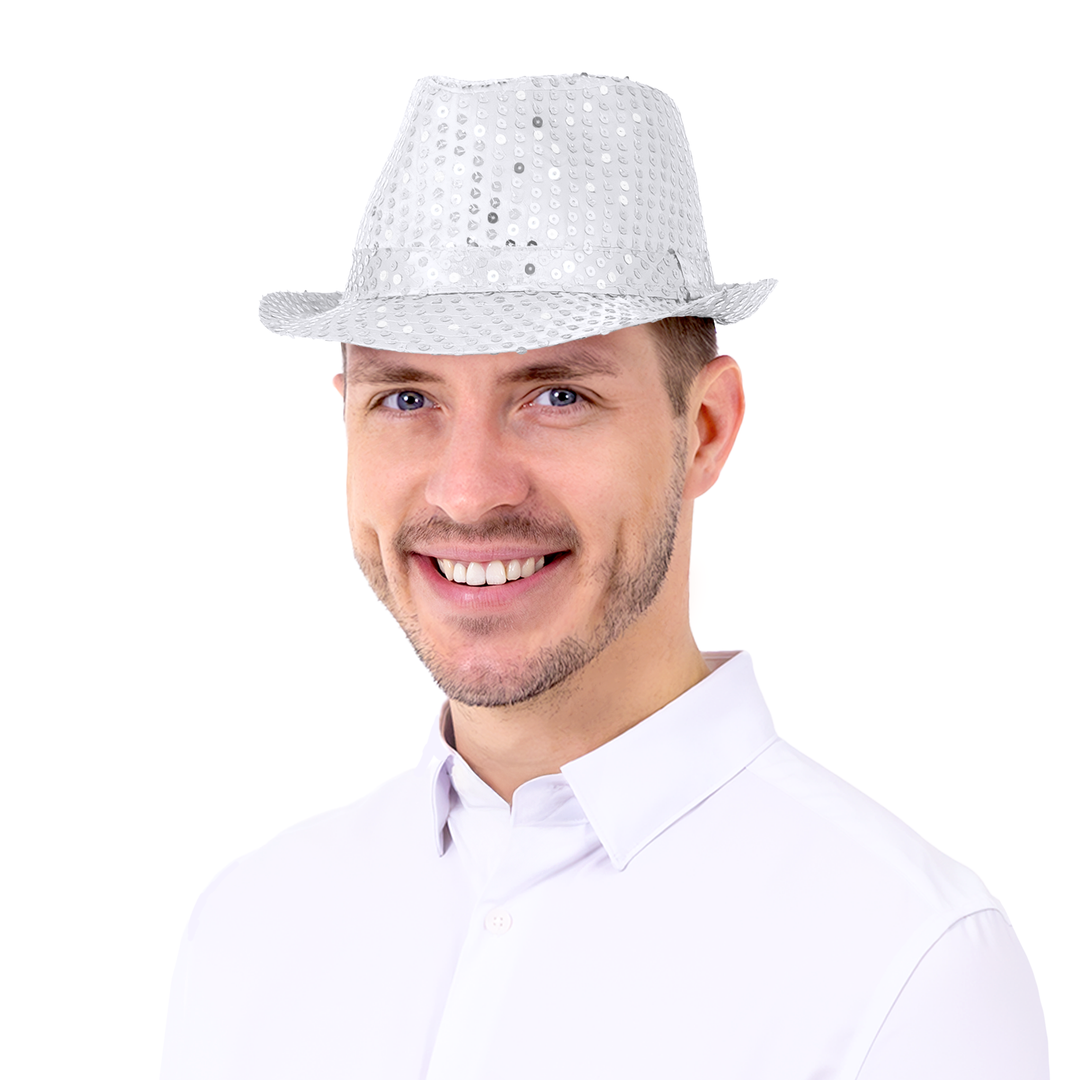 Kapelusz cekinowy srebrny