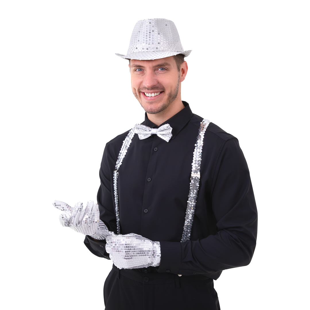 Kapelusz cekinowy srebrny