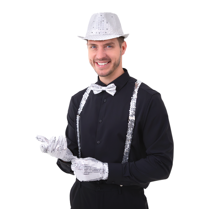 Kapelusz cekinowy srebrny