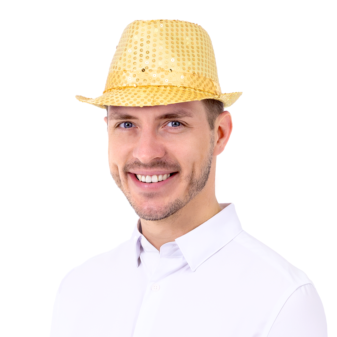 Kapelusz cekinowy złoty