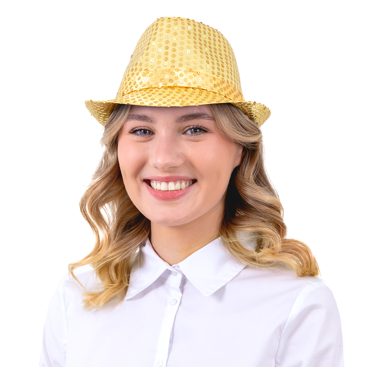 Kapelusz cekinowy złoty