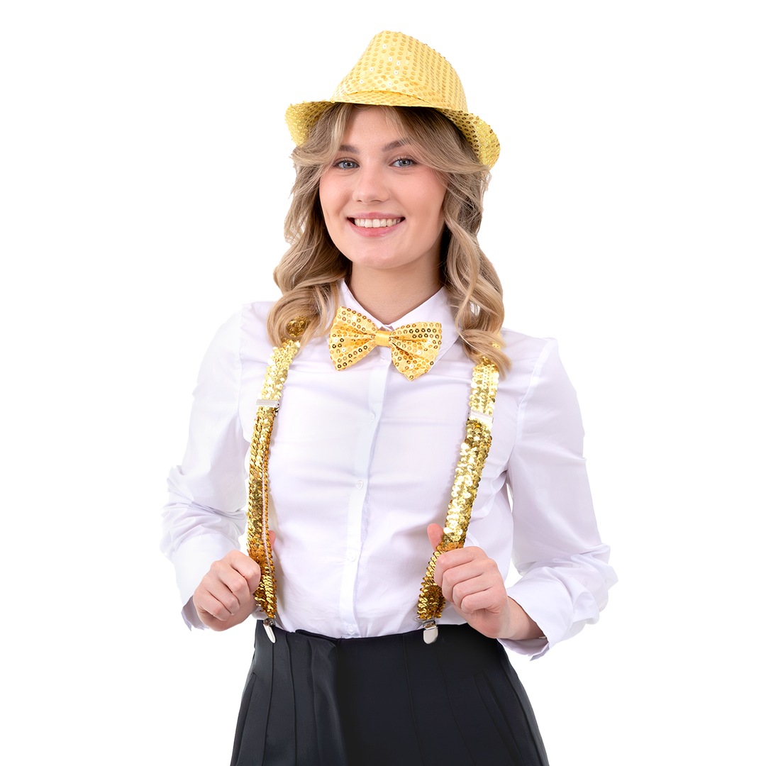 Kapelusz cekinowy złoty