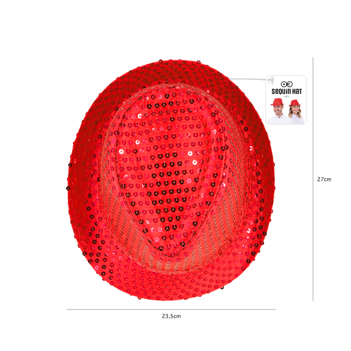 Kapelusz cekinowy czerwony