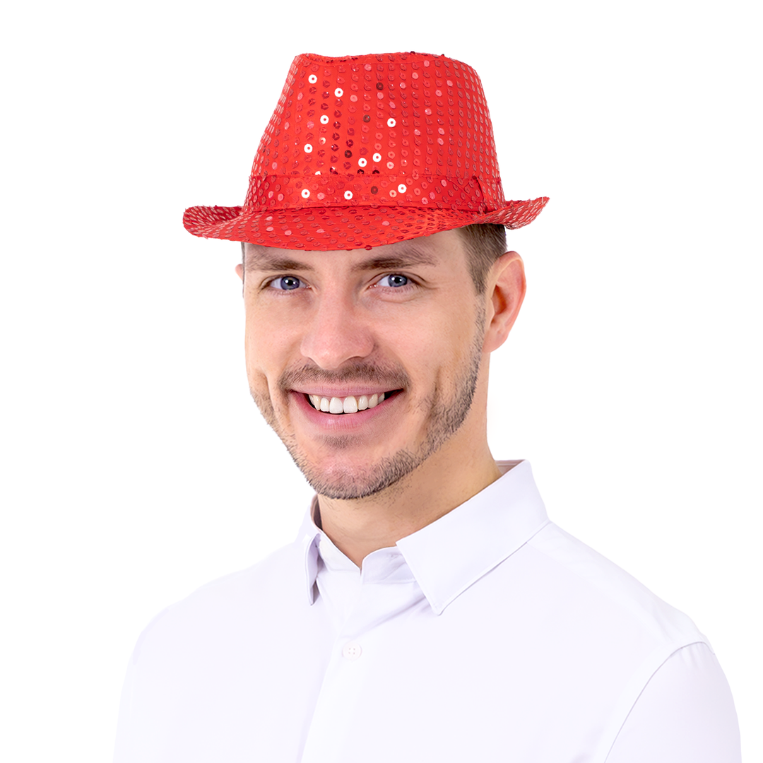 Kapelusz cekinowy czerwony