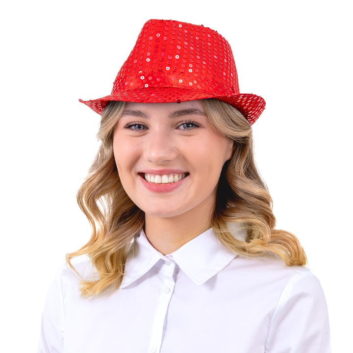 Kapelusz cekinowy czerwony