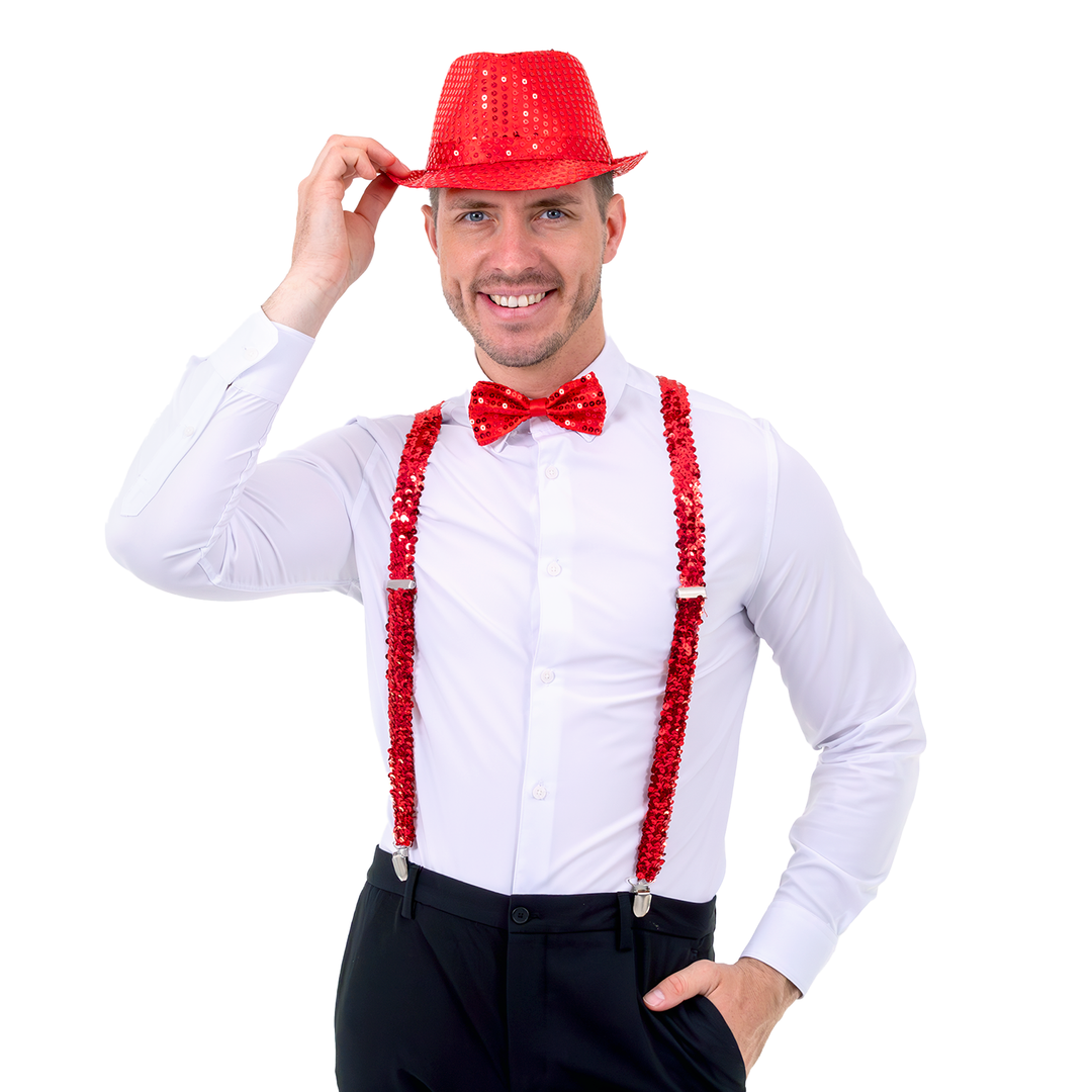 Kapelusz cekinowy czerwony