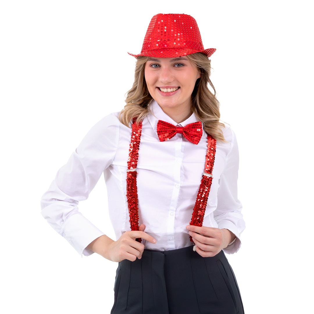 Kapelusz cekinowy czerwony